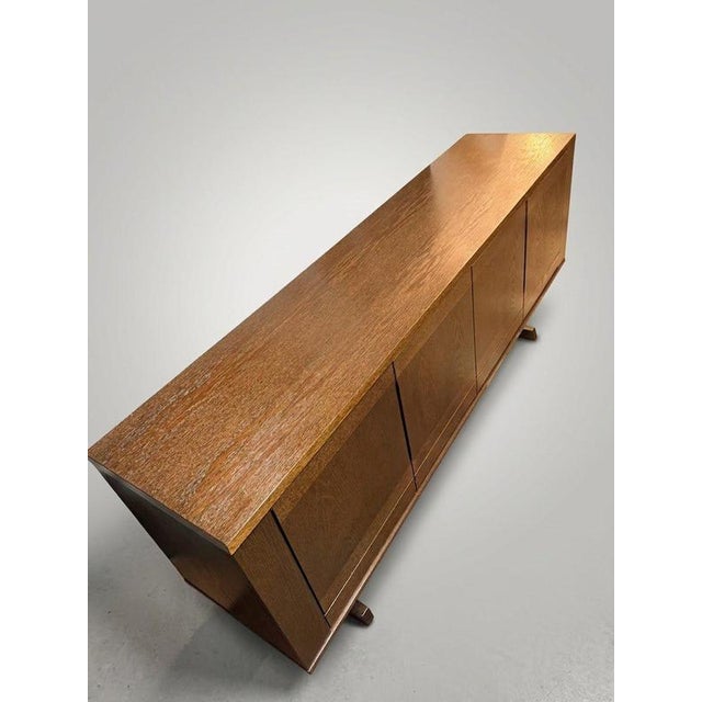 Brown Mid-Century Modern Danish Architectural Stained Oak Sideboard attributed to Skovby For Sale - Image 8 of 9
