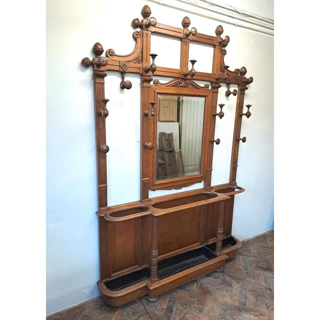 Antique French Oak Hallstand, 1900 For Sale - Image 4 of 5