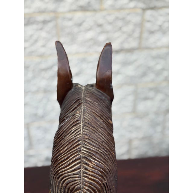 Mid 20th Century Large Hand-Carved Wood Horse Head Sculpture For Sale - Image 9 of 12