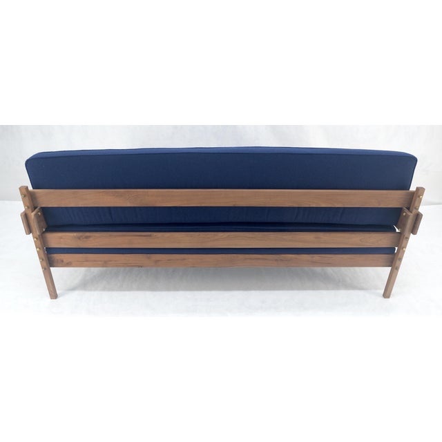 Blue Danish MSM Solid Oiled Walnut Frame New Upholstery Vintage Daybed Sofa Settee For Sale - Image 8 of 15
