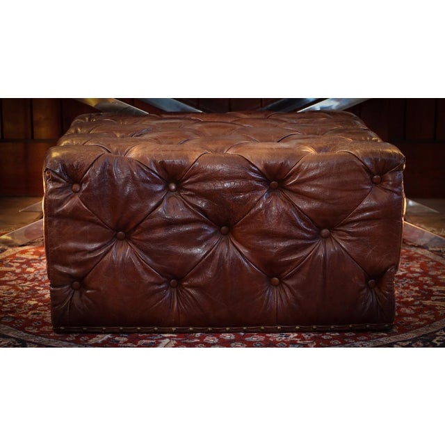 Sqaure Lord Digsby Ottoman in Tan Leather from Timothy Oulton, 2010s For Sale - Image 13 of 15