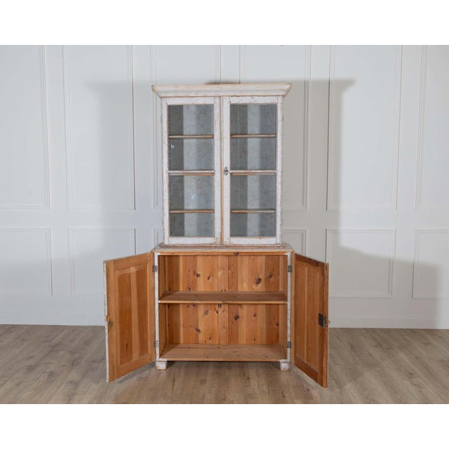 Light Gray Swedish Late 19th Century Painted Bookcase with Glass Doors For Sale - Image 8 of 8