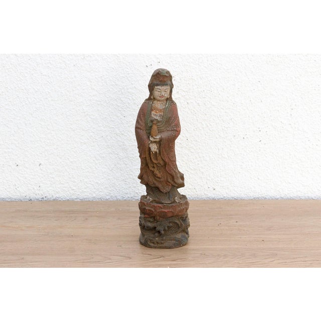 Asian Small Asian Carved Guan Yin Figure For Sale - Image 3 of 10