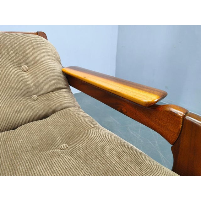 Beige Scandinavian Lounge Chairs in Wood and Corduroy Upholstery, 1970s, Set of 2 For Sale - Image 8 of 15