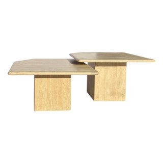 Vintage Travertine Nesting Tables, 1970s, Set of 2 For Sale