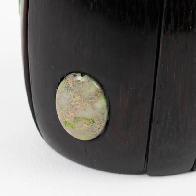 Monies Massive Ebony Wood and Stone Cabochons Stretch Bracelet Bangle For Sale - Image 13 of 15