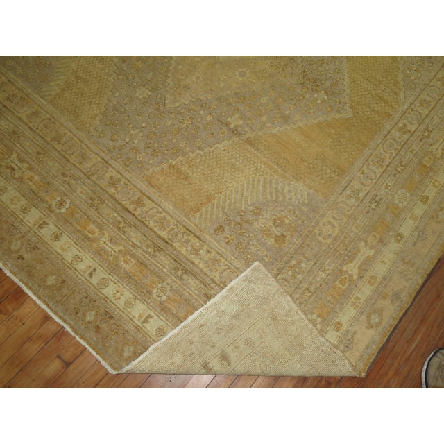 19th Century 19th Century Zabihi Collection Khotan Gold Geometric Gallery Size Rug - 8'6" x 15' For Sale - Image 5 of 9