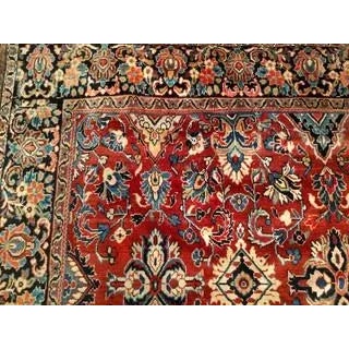 Red Vintage Persian Mahal Sultanabad Rug, Hand-Knotted Wool, Geometric Pattern, Red & Blue, 9x13 For Sale - Image 8 of 11
