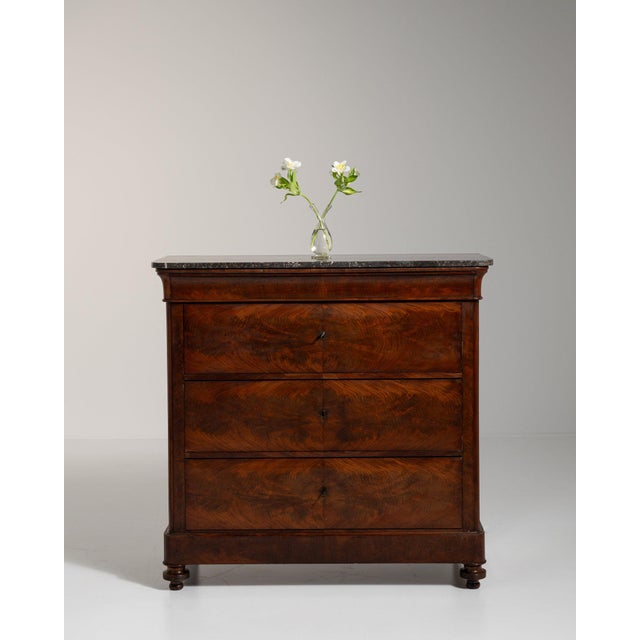 19th Century France Rich Mahogany Marble-Top Mahogany Chest For Sale - Image 9 of 11