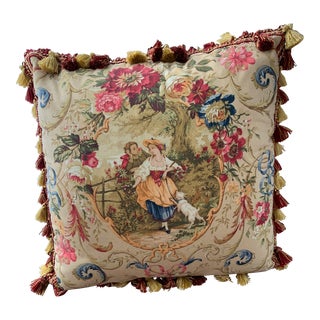 Vintage Large French Fragonard Legacy Pillow Velvet Tassel Trim For Sale