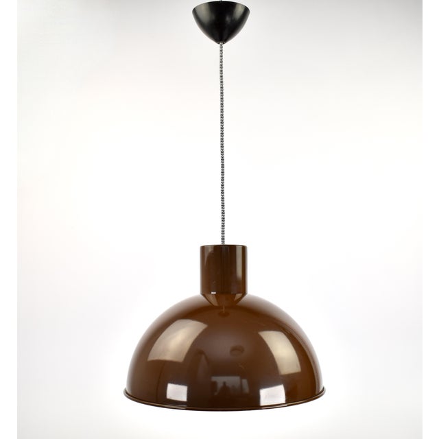 Mid-Century Modern Mid 20th Century Midi Bunker Fog & Mørup Pendant Light by Jo Hammerborg in Chocolate Brown For Sale - Image 3 of 17