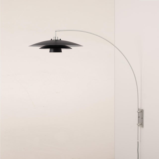 Nova Rancho Mirage Wall Mounted Arc Lamp, Fleur Matte Black/Silver Shade, Black Body For Sale - Image 4 of 7