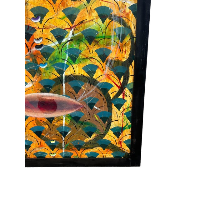 Yuval Shaul, Large Israeli Abstract Pattern & Decoration Oil Painting Yuval Shaul Steel Frame For Sale - Image 4 of 13