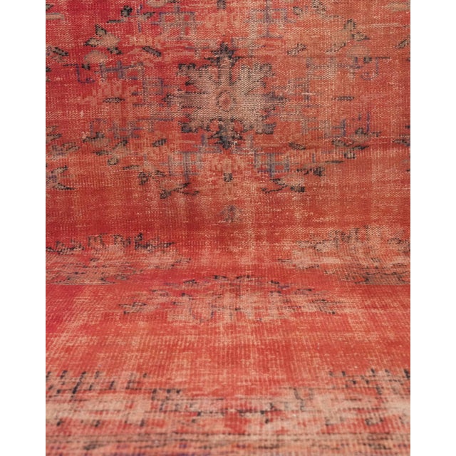 1970s 1970s Vintage Turkish Oushak Handmade Wool Cotton Red Area Rug For Sale - Image 5 of 11