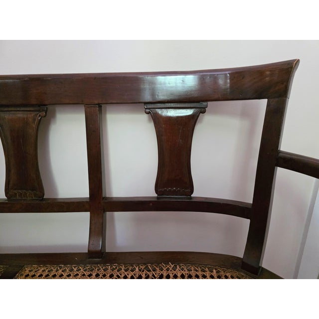 Biedermeier 1940s Italian Biedermeier Style Caned Bench With Custom Cushion For Sale - Image 3 of 14