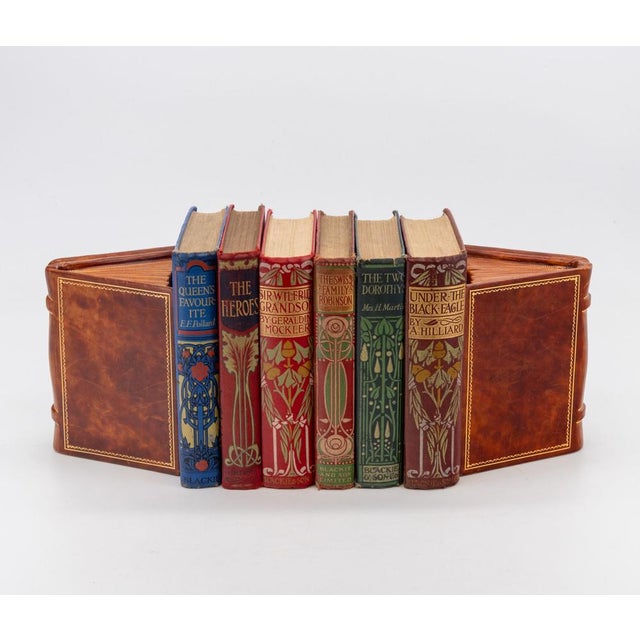 Vintage Asprey & Co Leather And Gilt Bookends Modelled As Open Books, Set of 2 For Sale - Image 11 of 12