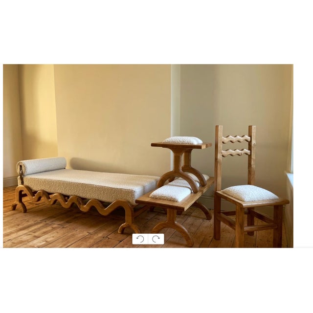 Not Yet Made - Made To Order Sunday Rocker Stool in Oak and Cream Bouclé by Fosfeen For Sale - Image 5 of 6