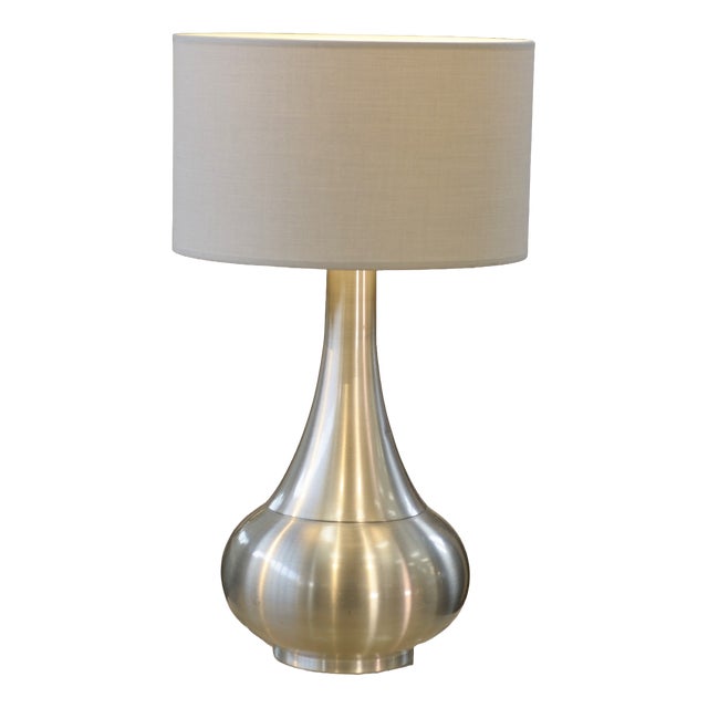 Vintage Table Lamp in Brushed Aluminum, 1970s For Sale
