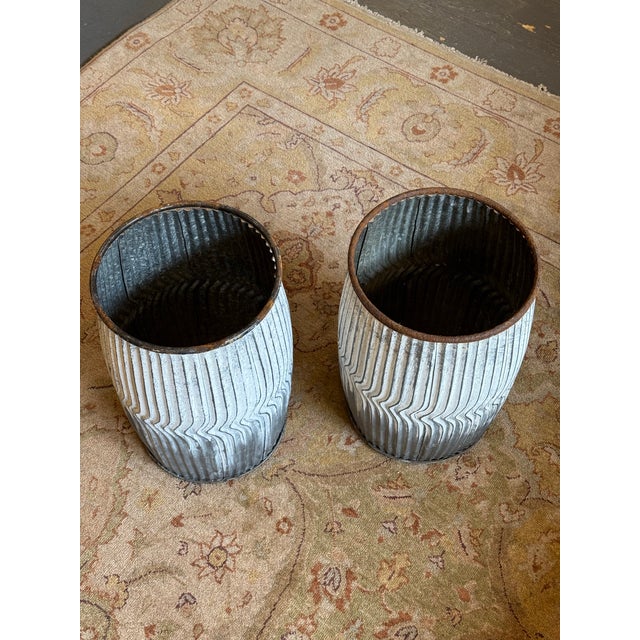 Metal Late 20th Century Vintage Metal Garden Stools, A Pair For Sale - Image 7 of 7