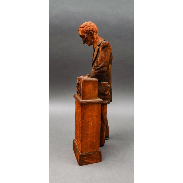 Late 20th Century Emil Janel Sweden Signed Master American Wood Carver Figure For Sale - Image 4 of 10