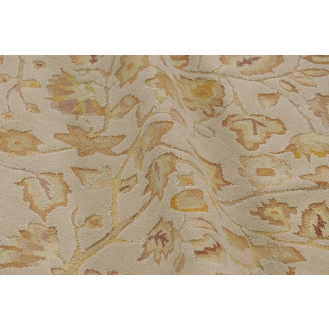 Rug & Kilim’s Tudor Style Rug in White With Beige-Brown Floral Patterns For Sale - Image 9 of 9