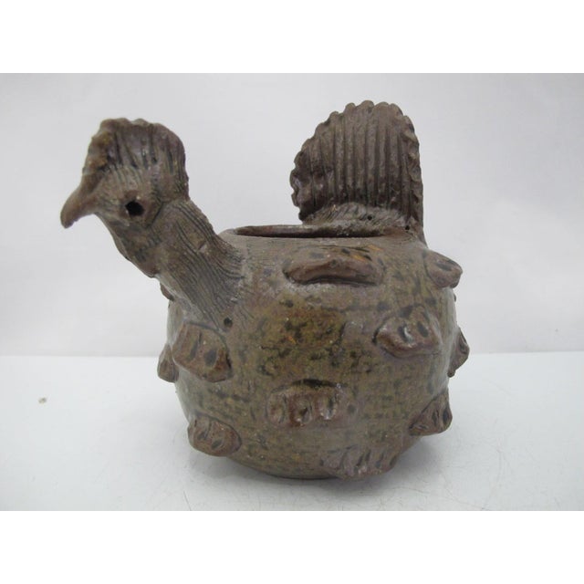 Farmhouse Grace Nell Hewell Southern Folk Art Studio Pottery Rooster Bowl Planter For Sale - Image 3 of 10