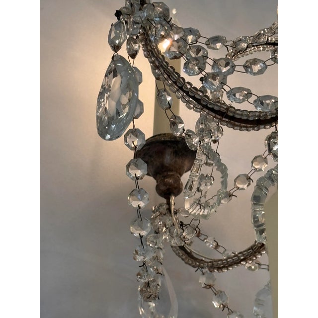 Metal Italian Crystal Chandelier With Draped Beading For Sale - Image 7 of 9