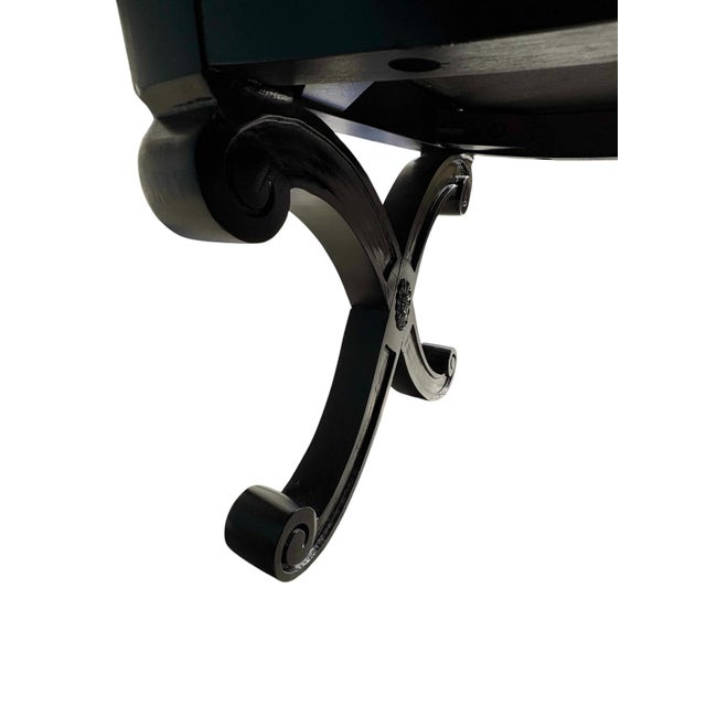 Mid 20th Century Baker Furniture Attributed Curule Stool With Silver Vinyl Finish For Sale - Image 9 of 9