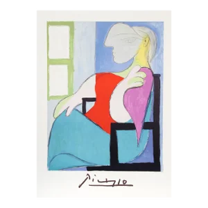 1980s "Femme Assise Pres d'Une Fenetre" (Marie-Therese Walter) Lithograph After Pablo Picasso