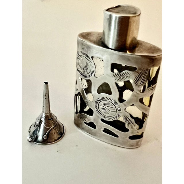 19th Century Sterling Silver Filigree Bottle with Sterling Perfume Funnel For Sale - Image 9 of 10