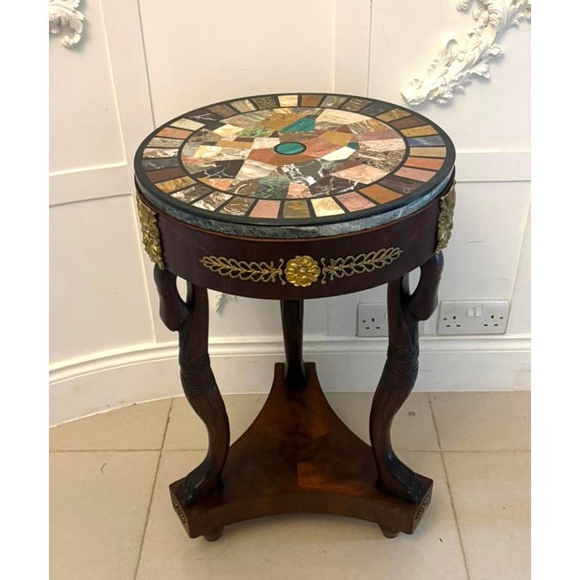 Antique Victorian Specimen Marble Top Centre Table Mahogany Swan Support Side Table, 1860 For Sale - Image 4 of 18
