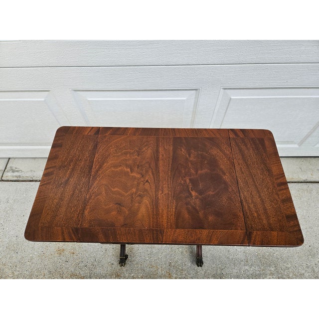 English Crotch Mahogany Dropleaf Side Table For Sale - Image 6 of 17