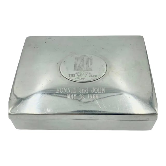 Mid 20th Century Vintage the 21 Club Nyc Restaurant Pewter Box For Sale