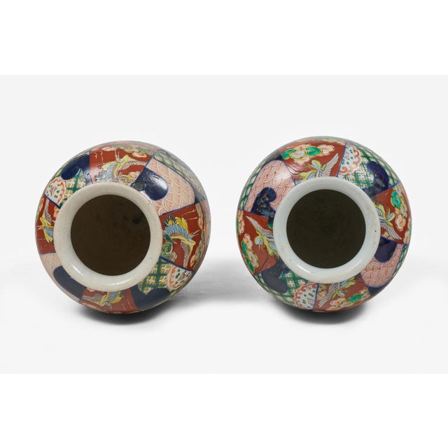 Late 19th Century Antique Pair of Imari Open Vases For Sale - Image 5 of 6