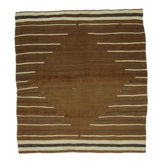 Vintage Turkish Hand-Knotted Wool Cotton Brown Small Area Rug For Sale