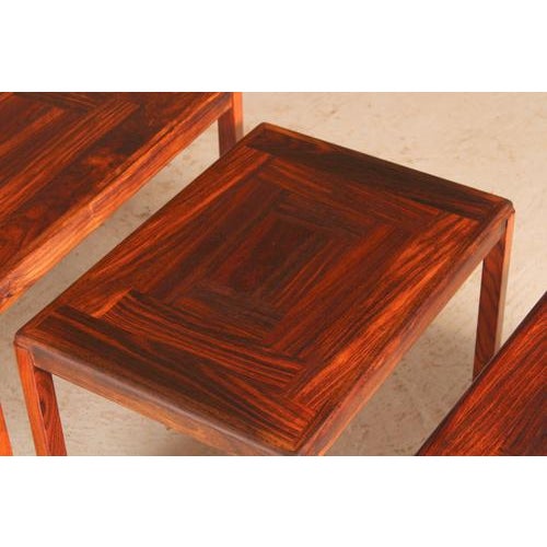 Brown Mid-Century Danish Rosewood Nesting Tables from Vejle Stole, 1970s, Set of 3 For Sale - Image 8 of 13