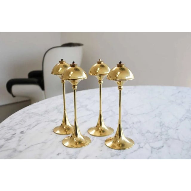 Mid-Century Modern Brass Oil Lamps from Hejl, Denmark, Set of 4 For Sale - Image 9 of 9