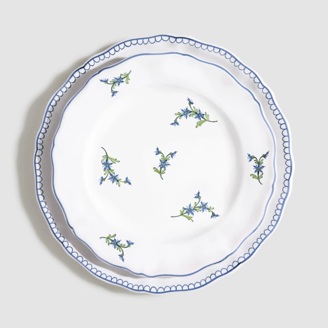Not Yet Made - Made To Order ZdG Les Bleuets Salad Plates, Bleu Egyptien et Vert - Set of 2 For Sale - Image 5 of 13