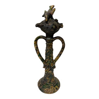 Antique French Saintonge Glazed Terracotta Bird Roof Finial Sculpture For Sale