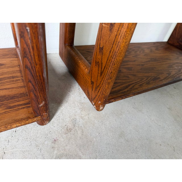 Wood 1970s Mid-Century Lou Hodges Style Solid Oak Six-Tier Bookcases – A Pair For Sale - Image 7 of 15