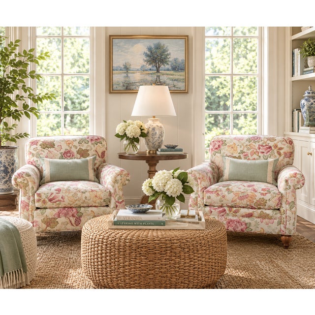 Clayton Marcus English Roll-Arm Club Chair – Floral Botanical Chintz Upholstered Lounge Chair For Sale - Image 15 of 15