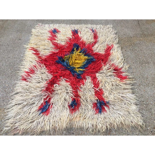 White Antique Turkish Shabby Wool Rug 160x120cm For Sale - Image 8 of 8