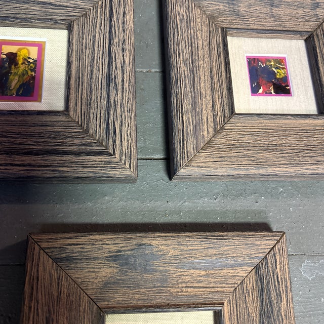 Red 3 Original Miniature 70’s Abstract Paintings- Set of Three For Sale - Image 8 of 9