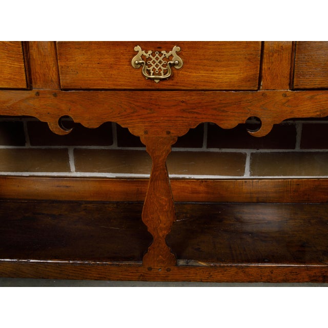 Brown 19th Century Welsh Country Cupboard Dresser with Open Shelves and Three Drawers For Sale - Image 8 of 12