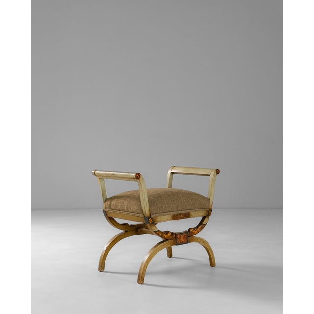 1920s Italian Neoclassical Curule Stool With Upholstered Seat For Sale - Image 18 of 18