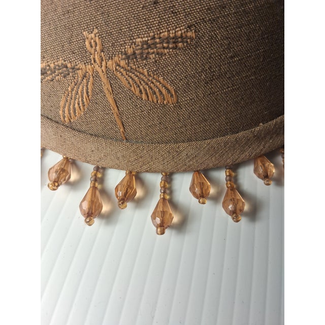 Vintage Beaded and Embroidered Dragonfly Clip on Lamp / Candelabra / Chandelier Shade For Sale - Image 11 of 11