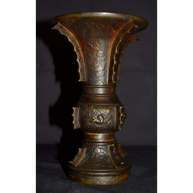 Antique Japanese Bronze Vessel/Vase W/Designs For Sale In Philadelphia - Image 6 of 18