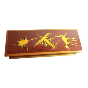 1980s Inlaid Lacquered Wood Dresser Box, Made in Peru
