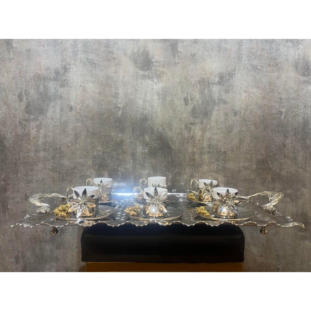 Large Floral Copper Tea Service, Set of 6 For Sale - Image 11 of 15