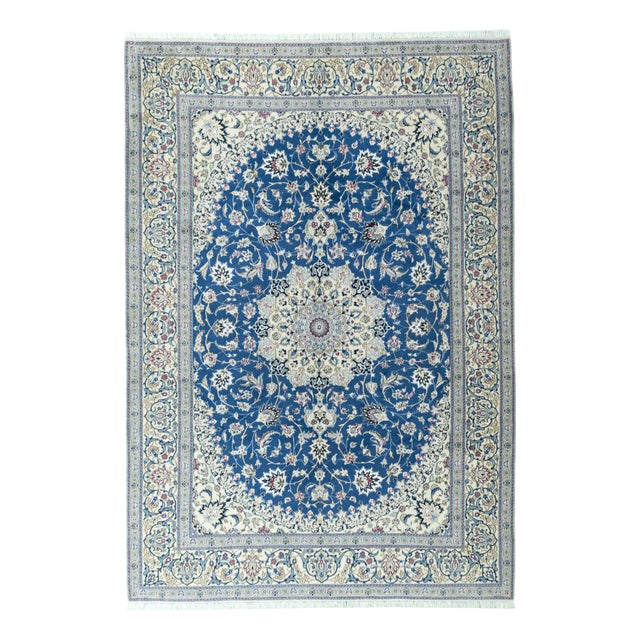 Hand-Knotted Oriental Rug in Blue For Sale